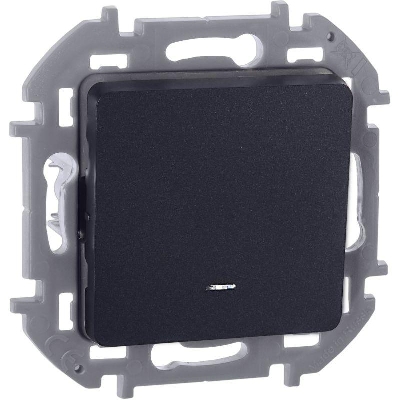 Выключатель 1-кл. Inspiria 10А IP20 250В 10AX с подсветкой/индикацией механизм антрацит IEK 673613