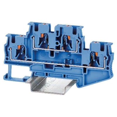 Клемма двухуровневая зажим push-in 4 точки подключения 4кв.мм син. DKC VPRTT-4-BU