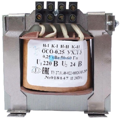 Трансформатор ОСО-0.25 УХЛ3 220/24. IP00 Электротехник ET003491