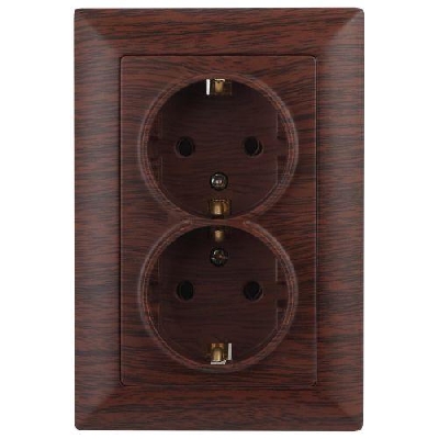 Розетка 2-м СП Solo 4-205-10 16А 250В IP20 2х2P+E Schuko с заземл. венге Intro Б0053679