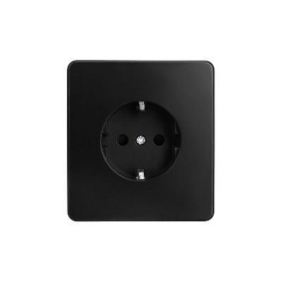 Розетка 1-м СП ROUND MIELE 16А с заземл. защ. шторки оникс Kranz KR-78-0701-3