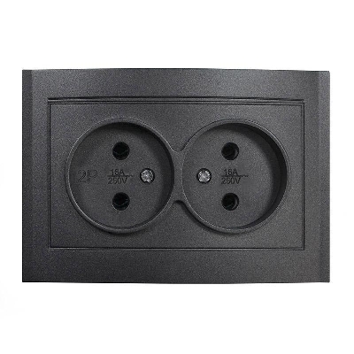 Розетка 2-м СП Бриллиант 16А IP20 без заземл. в сборе графит Universal 7947519-Gr