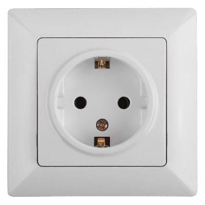 Розетка 1-м СП Solo 4-206-01 16А 250В IP20 2P+E Schuko с заземл. защ. шторки бел. Intro Б0053681