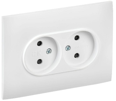 Розетка 2-м SKANDY 10А без заземл. защ. шторки в сборе SK-R09W арктич. бел. IEK SK-R23-10-K01-F
