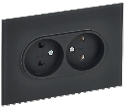 Розетка 2-м SKANDY 10А без заземл. без защ. шторок для плоской вилки SK-R03G графит IEK SK-R20-10-K53