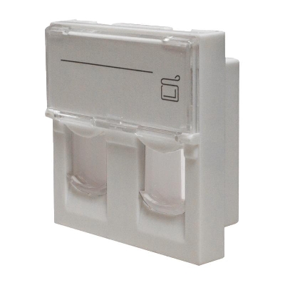 Панель лицевая 2 порта 45х45 Keystone шторки откидное маркиров. окно (DIY) SUPRLAN 10-0302-1