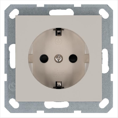 Розетка 1-м Shuko 16А IP20 с заземл. защ. шторки механизм тауп Jasmart G5501T