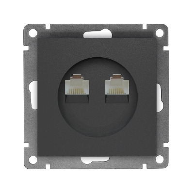 Розетка компьютерная 2-м СП Афина RJ45 кат.5E механизм графит Universal A1086-Gr