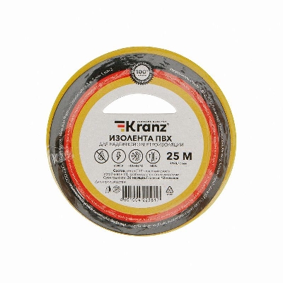 Изолента ПВХ 0.13х19мм 25м желт. Kranz KR-09-2202