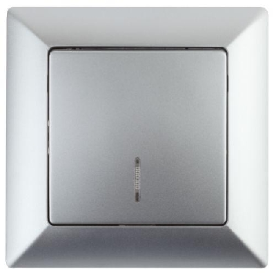 Выключатель 1-кл. СП Solo 4-102-03 10А 250В IP20 с подсветкой алюм. Intro Б0053561