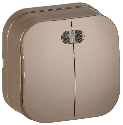 Выключатель 2-кл. ОП GLORY ВС20-2-1-ХШм 10А с индикацией шампань матов. IEK EVH21-K37M-10