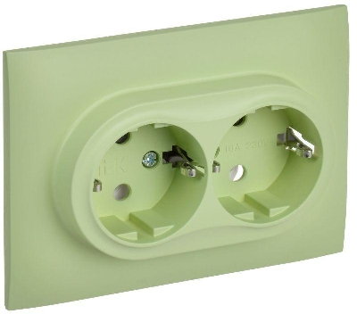 Розетка 2-м SKANDY 16А с заземл. без защ. шторок в сборе SK-R08G мятный IEK SK-R21-16-K06-F