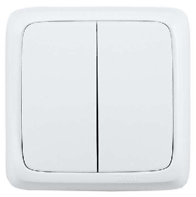 Выключатель 2-кл. ОП Альфа 16А IP20 250В с изолир. пластиной бел. HEGEL ВА16-153