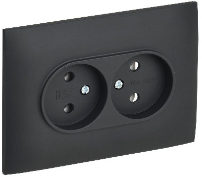 Розетка 2-м SKANDY 10А без заземл. без защ. шторок в сборе SK-R10G графит IEK SK-R20-10-K53-F