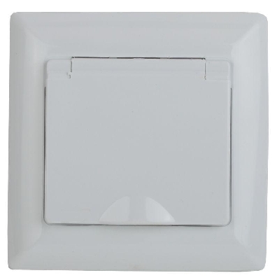 Розетка 1-м СП Solo 16А 250В IP44 2P+E Schuko защ. шторки с крышкой бел. Intro Б0043361