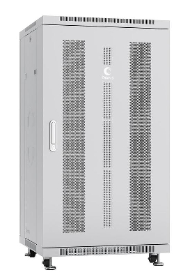 Шкаф монтажный телекоммуникационный напольн. ND-05C-22U60/60 19дюйм 22U 600х600х1166мм для распределит. и серверн. оборудования; передняя и задняя перфорир. двери ручка с замком RAL7035 сер. Cabeus 7657c