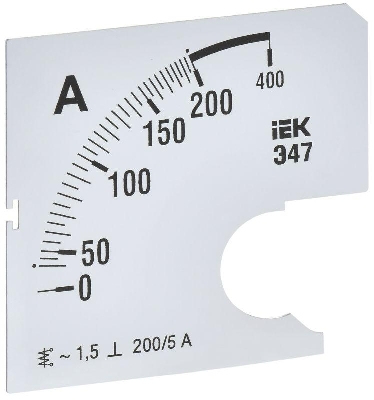 Шкала сменная для амперметра Э47 200/5А-1.5 72х72мм IEK IPA10D-SC-0200