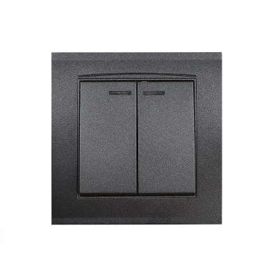 Выключатель 2-кл. СП Бриллиант 10А IP20 с подсветкой в сборе графит Universal 7947410-Gr