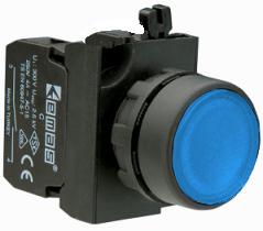 Кнопка нажимная круглая CP102DМ (1НО+1НЗ) син. EMAS CP102DM