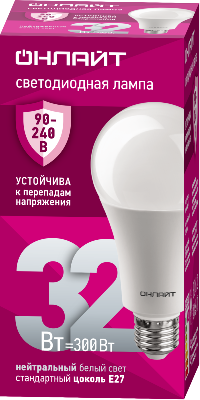Лампа светодиодная 90 409 OLL-A70-32-230-4K-E27 32Вт грушевидная 4000К E27 90-240В PRO ОНЛАЙТ 90409