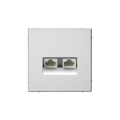 Розетка компьютерная 2-м ArtGallery RJ45 + RJ45 кат.5E механизм сталь SE GAL000985