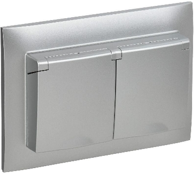 Розетка 2-м SKANDY 16А IP44 с крышкой в сборе SK-R12S серебр. IEK SK-R26-16-44-K23-F