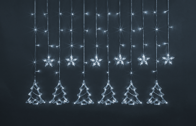Гирлянда светодиодная "Бахрома" "Звезды и елочки" 95 124 NGF-D033-02 2.5х1м CW IP20 Navigator 95124