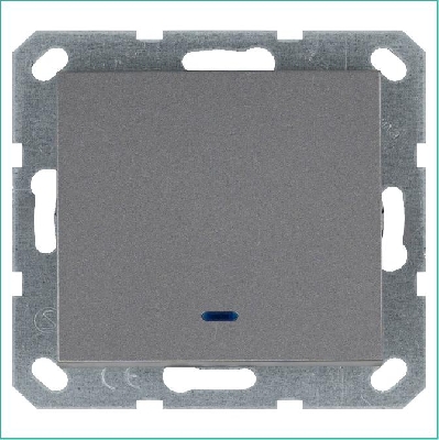 Выключатель 1-кл. 10А IP20 с подсветкой механизм алюм. Jasmart G3011NS