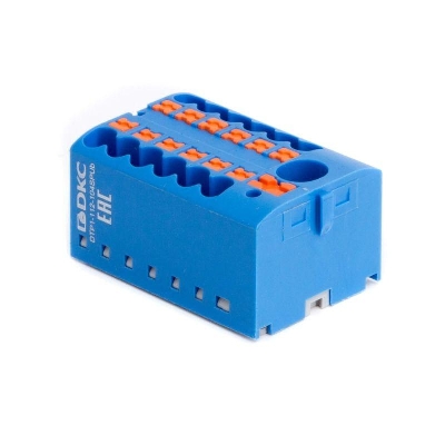Блок распределительный зажим push-in 1 ввод 6кв.мм 12 точек подключения 25кв.мм син. DKC DTP1-112-104SPUB