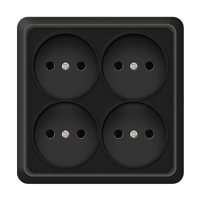 Розетка 4-м ОП Олимп 16А IP20 квадрат без заземл. черн. Universal 2220