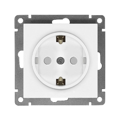 Розетка 1-м СП Афина 16А IP20 с заземл. защ. шторки механизм бел. Universal A0049