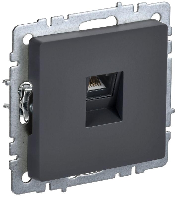 Розетка компьютерная СП RJ45 кат.6 BRITE РК11-БрГ механизм графит IEK BR-K10-2-K53
