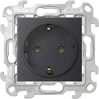Розетка 1-м СП Simon 24 16А IP20 2P+E Schuko без защ. шторок механизм графит Simon 2450434-038