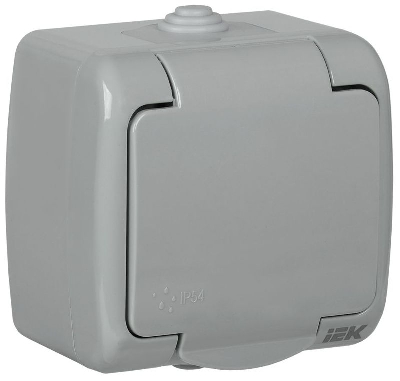 Розетка 1-м ОП AQUATIC РСш12-2-А 16А IP54 с заземл. с крышкой GENERICA ERA12-K03-16-54