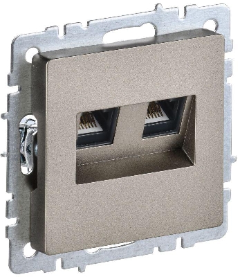 Розетка компьютерная двойн. СП RJ45 кат.6 BRITE РК11-2-БрШ механизм шампань IEK BR-K20-2-K37