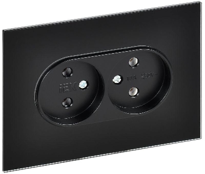 Розетка 2-м SKANDY 10А без заземл. без защ. шторок для плоской вилки SK-R03Bl черн. IEK SK-R20-10-K02