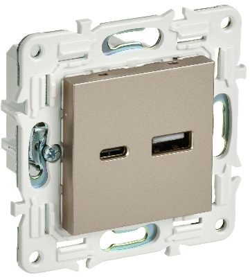 Розетка USB A+C 18Вт SKANDY SK-R13Sh шампань IEK SK-U22-018-K37