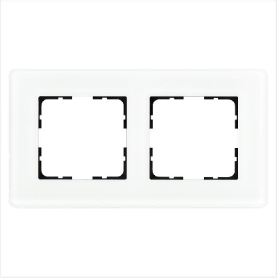 Рамка 2-м G-Glass закругленная стекло матов. бел. Jasmart G1002GW-RM