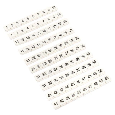 Маркеры для ST/Push-in 2.5 с нумерацией 1-50 для крепления сбоку (уп.100шт) EKF zb-st-2.5-nlpe-1-50