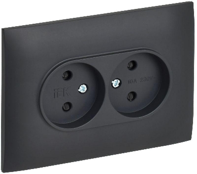 Розетка 2-м SKANDY 10А без заземл. защ. шторки в сборе SK-R09T титан IEK SK-R23-10-K48-F