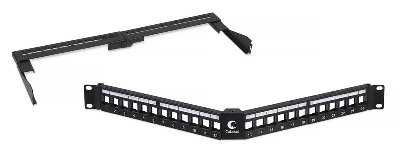 Патч-панель угловая модульная 19дюйм 1U 24 порта для неэкранир. модулей с задн. кабельн. организатором (без модулей) Cabeus 7983c
