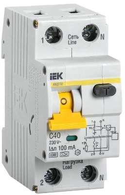 Выключатель автоматический дифференциального тока 2п (1P+N) C 40А 100мА тип A 6кА АВДТ-32 KARAT IEK MAD22-5-040-C-100