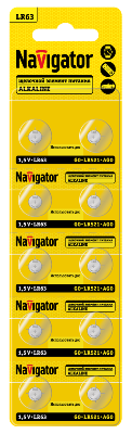 Элемент питания алкалиновый "таблетка" 95 664 NBT-07 (LR63 AG0 LR521 BP10) (блист.10шт) Navigator 95664