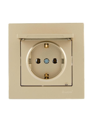 Розетка с заземл. VESNA с крышкой ПБТ зол. LEZARD 742-3688-123B