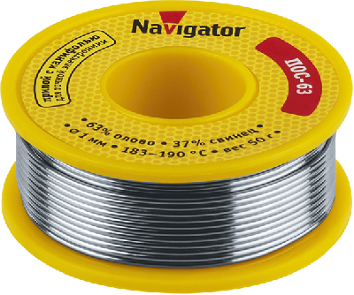 Припой 93 776 NEM-Pos05-63K-1-K50 (ПОС-63 катушка 1мм 50г) NAVIGATOR 93776