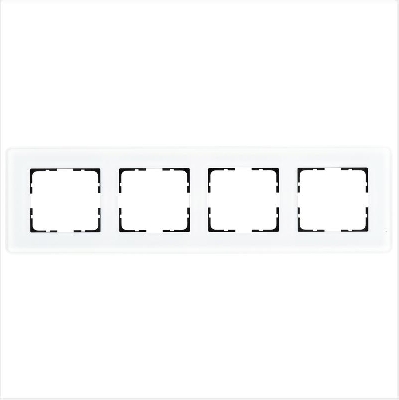 Рамка 4-м G-Glass закругленная стекло матов. бел. Jasmart G1004GW-RM