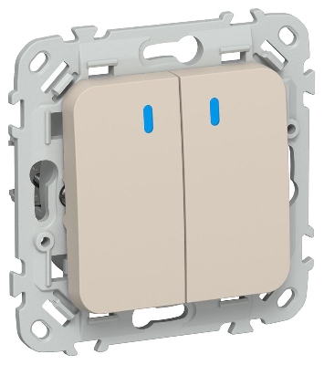 Выключатель 2-кл. СП FLITE ВС12-1-1-ФлЛ 10А с индикацией механизм льняной IEK FI-V20-1-10-1-K88