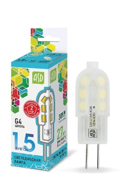 Лампа светодиодная LED-JC-standard 1.5Вт капсульная 4000К нейтр. бел. G4 135лм 12В ASD 4690612003290