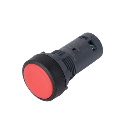 Кнопка моноблочная SB7 22мм с возвратом пластик 1НО+1НЗ IP65 красн. SE SB7NA45