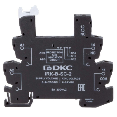 Колодка ультратонкая для реле RIS вх. напр. 6-24В AC/DC винт. Клеммы DKC IRK-B-SC-2